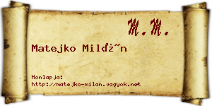 Matejko Milán névjegykártya
