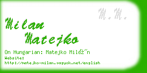 milan matejko business card
